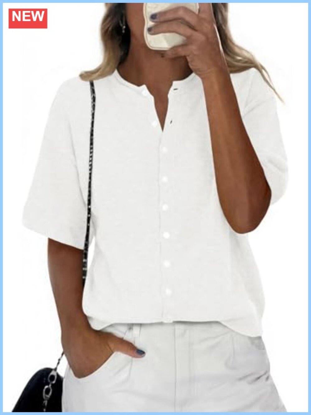 Womens Short Sleeve Button Down Cardigan Lightweight Knit Loose Fit